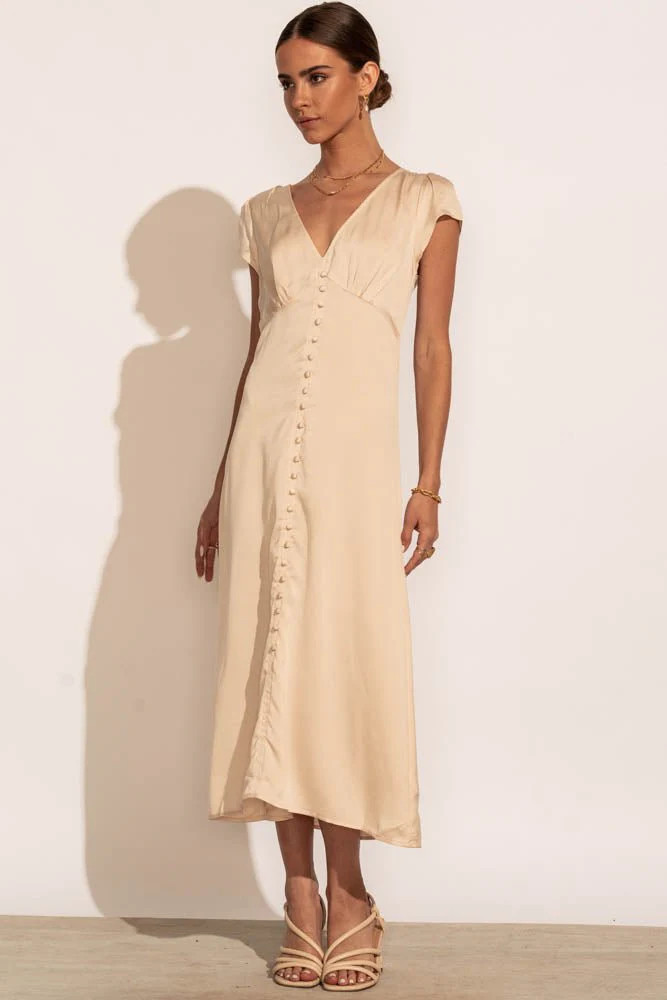 Mandy Midi Dress in Champagne - böhme | Böhme US