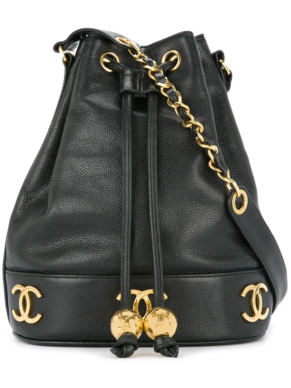 CHANEL Pre-Owned CC Drawstring Bucket Bag - Farfetch | Farfetch Global