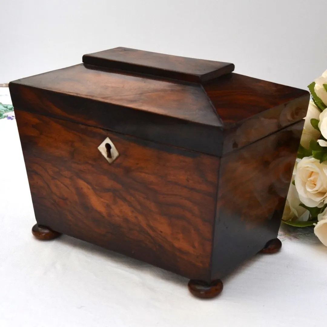 Antique Victorian Walnut Tea Caddy Box - Etsy | Etsy (US)