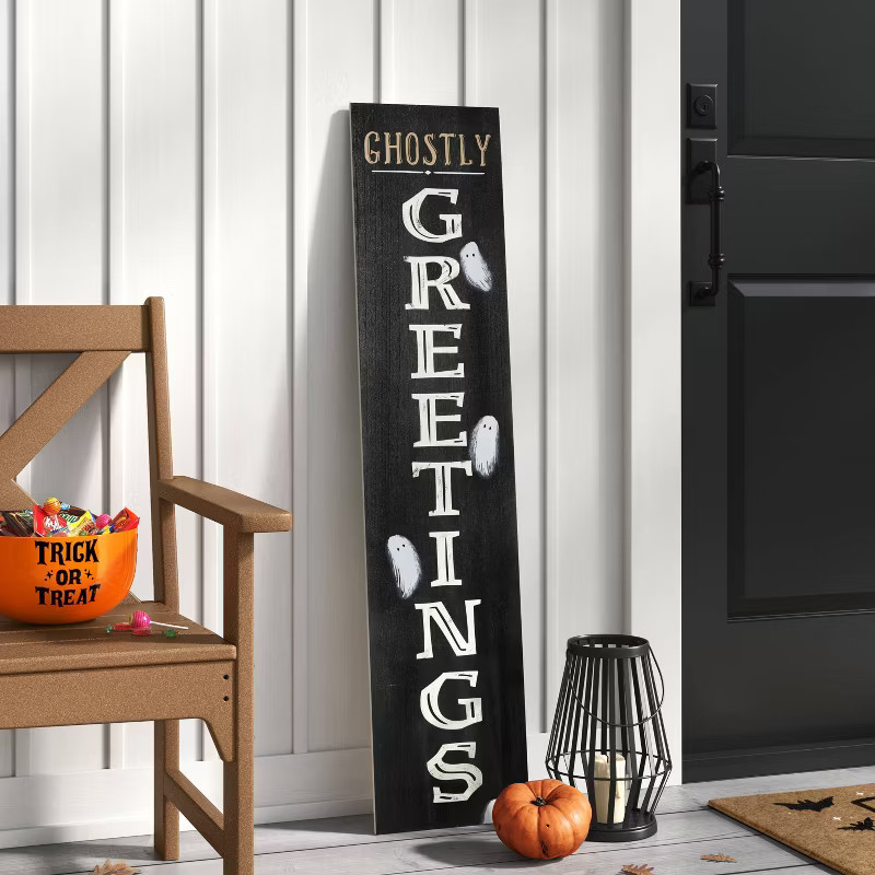 47" Reversible Wood Porch Sign Halloween Decorative Prop - Hyde & EEK! Boutique™ | Target