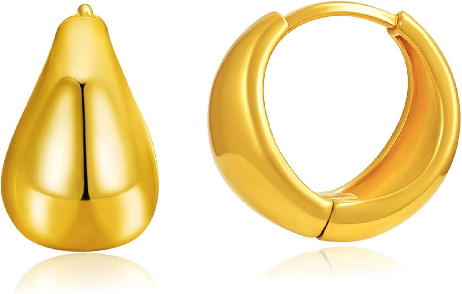 Cicy Bell Hoop Earrings for Women 18K Gold Plated Teardrop Huggie Earrings     Hypoallergenic, El... | Amazon (US)
