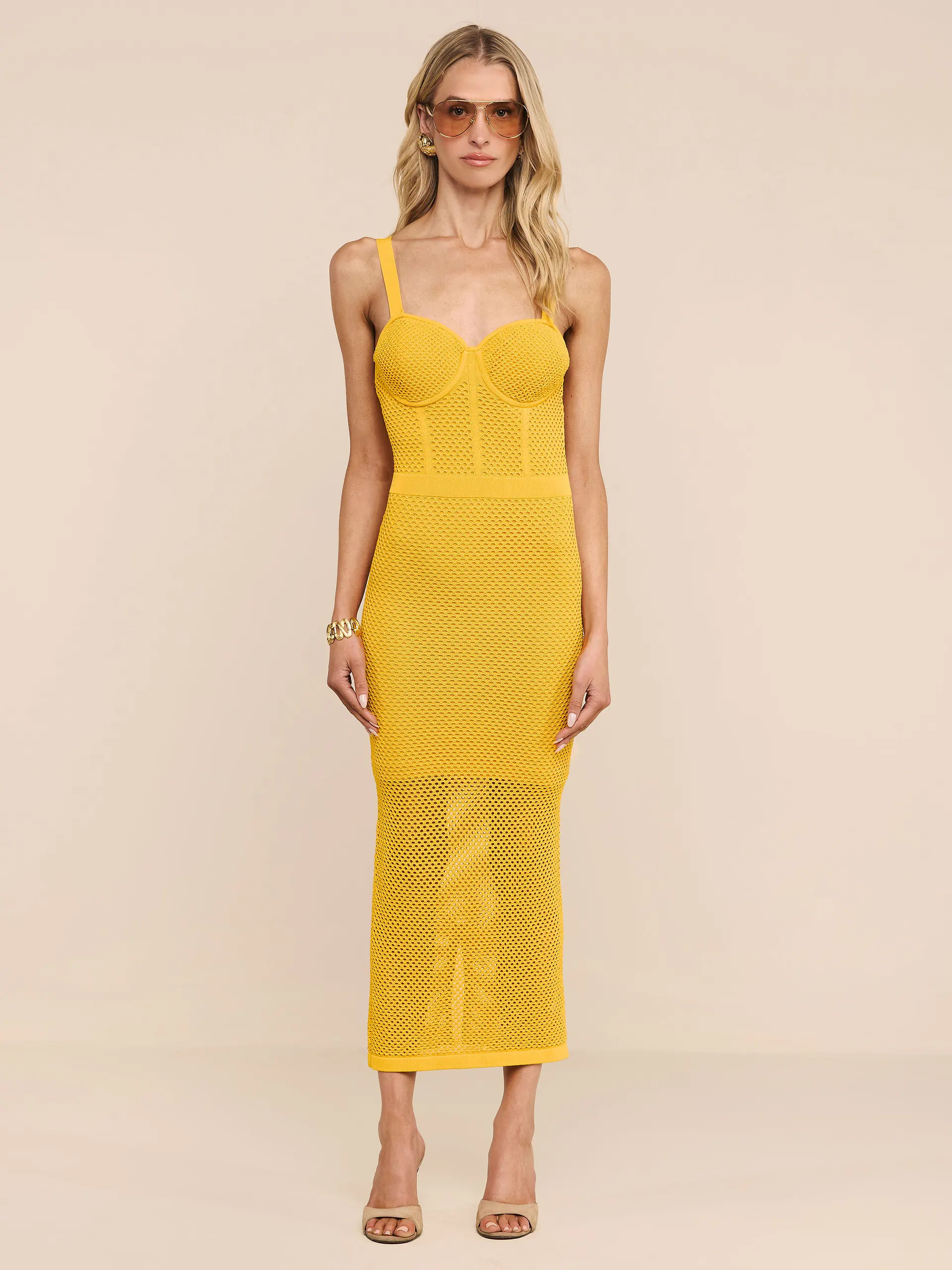 Michelle Knit Dress in Golden Spice | L'AGENCE | L'Agence