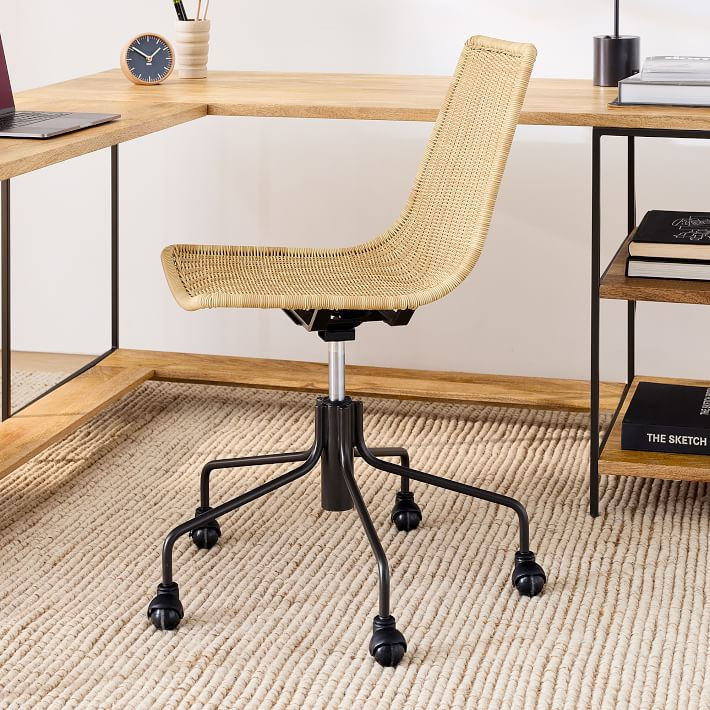 Slope Wicker Swivel Office Chair | West Elm (US)