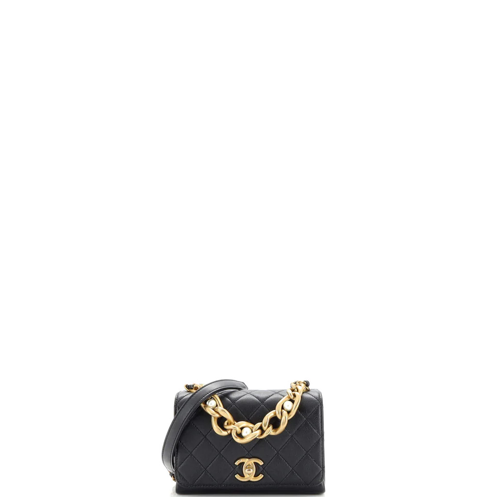 Pearl Boy Chain Flap Bag Quilted Calfskin Mini | Rebag