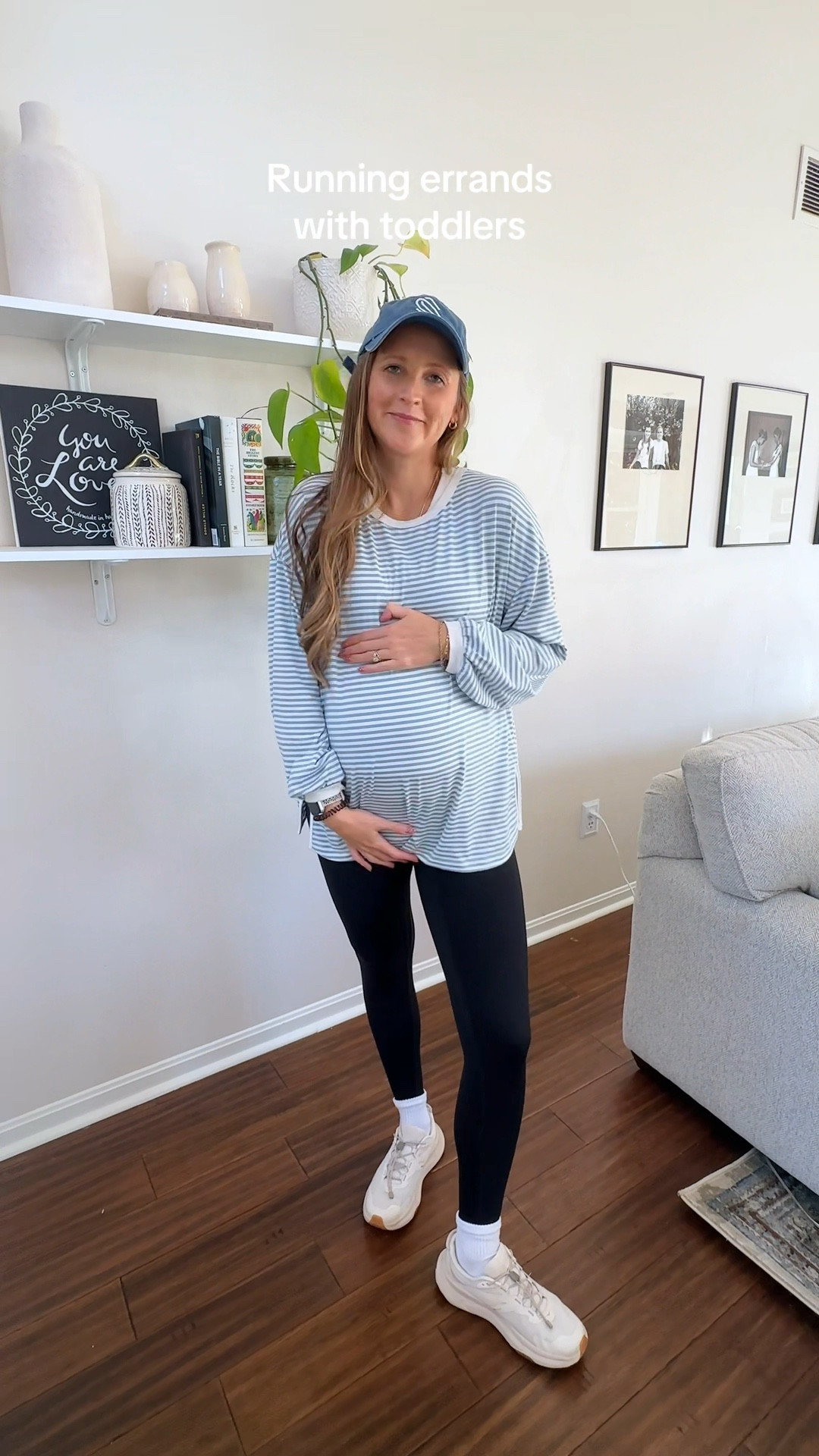 Size medium in striped shirt and small in leggings

#LTKBump