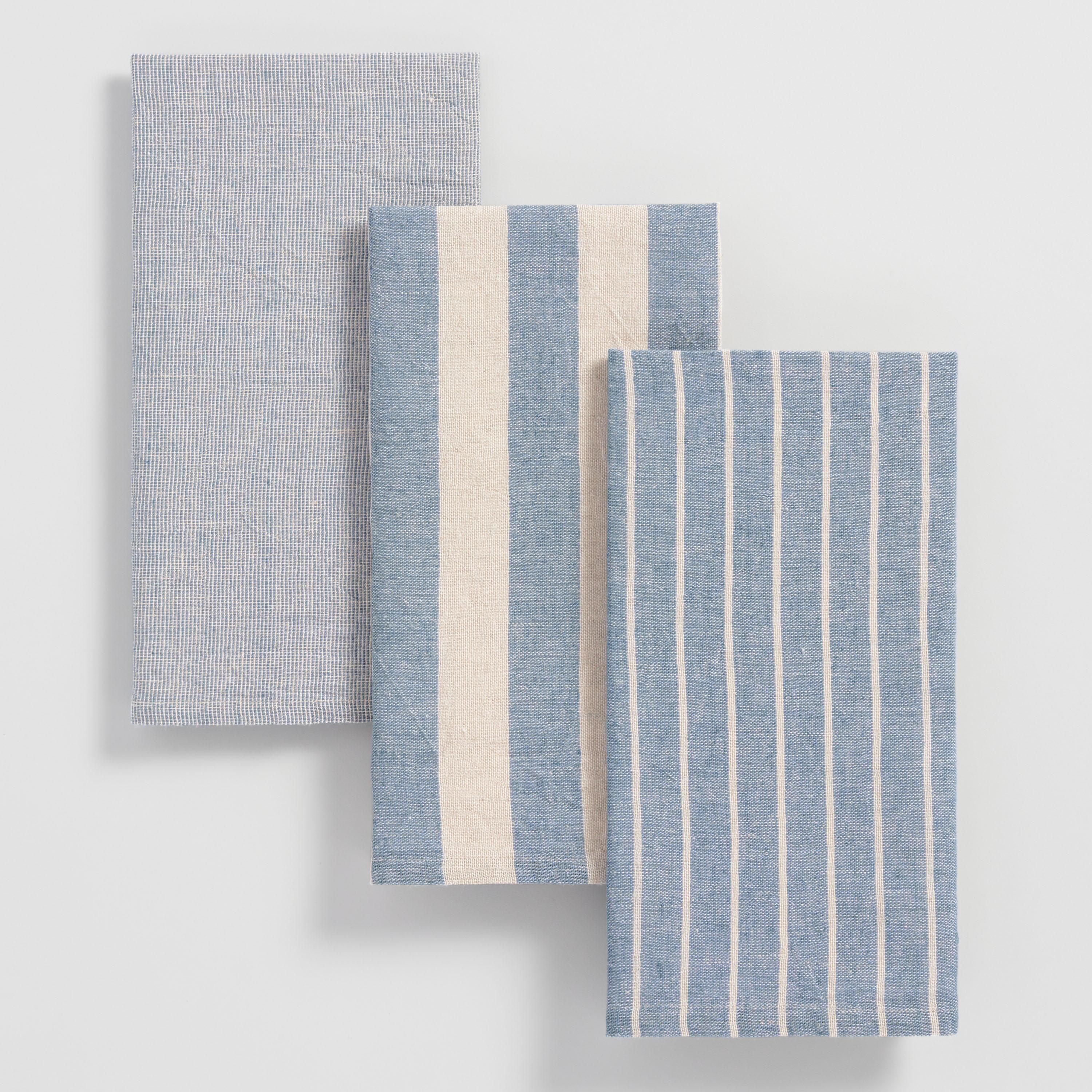 Blue Stripe Kitchen Towels Set of 3 | World Market