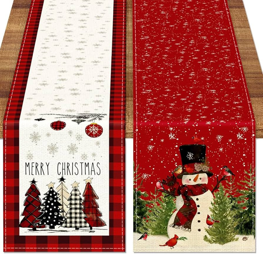 Set of 2 Christmas Table Runner, Including Buffalo Linen Christmas Trees Table Runner and Merry C... | Amazon (US)