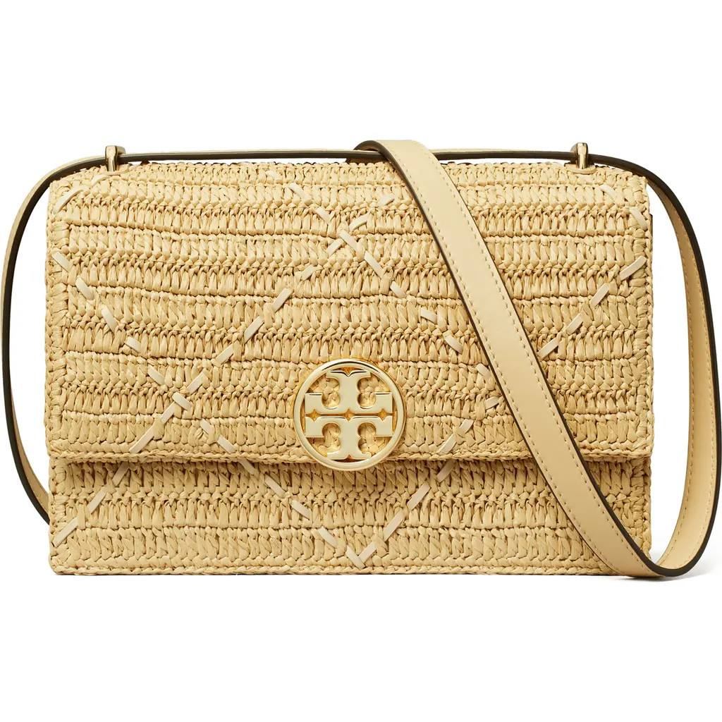 Tory Burch Miller Raffia Convertible Shoulder Bag in Natural at Nordstrom | Nordstrom