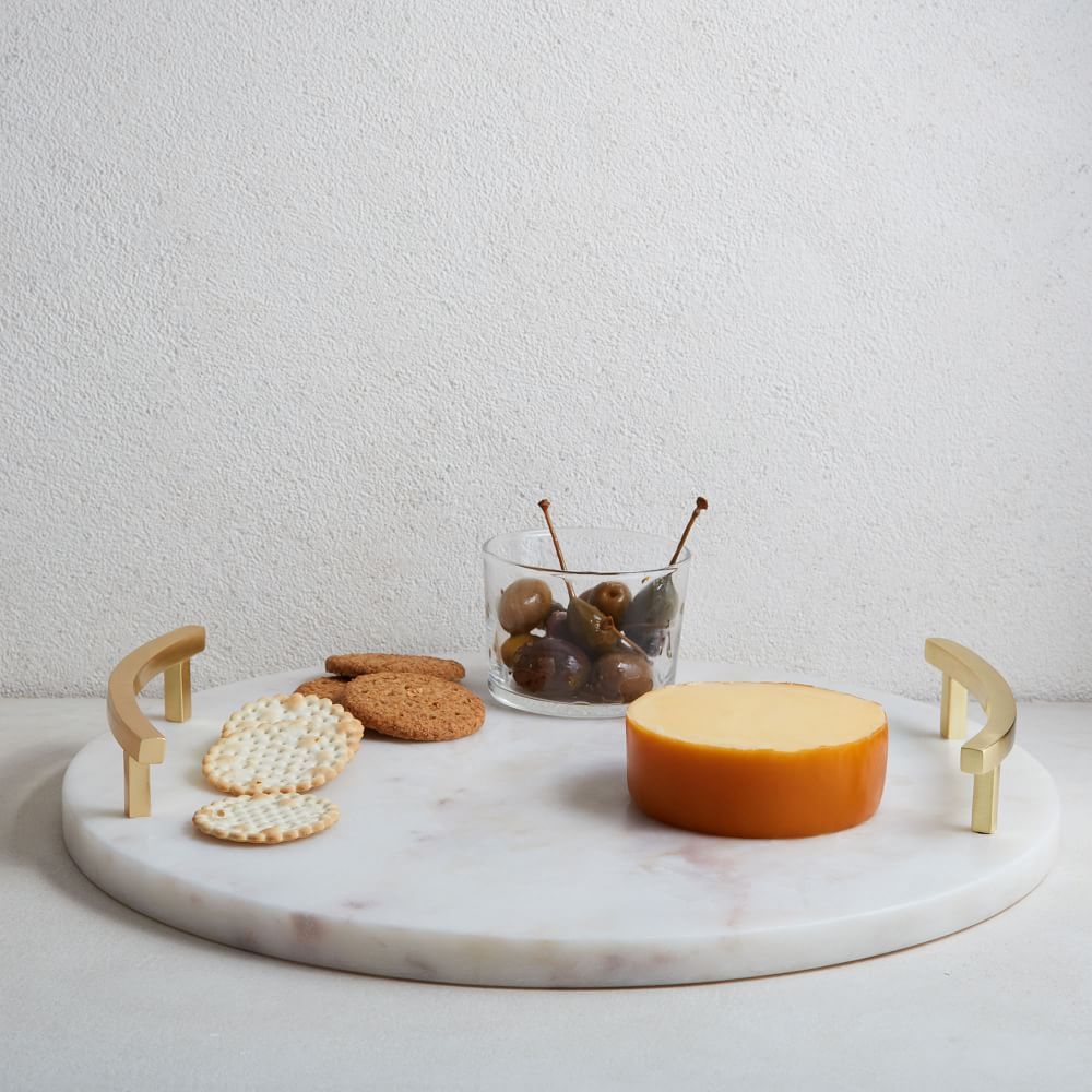 Marble &amp;amp; Brass Round Cheese Board | West Elm (US)