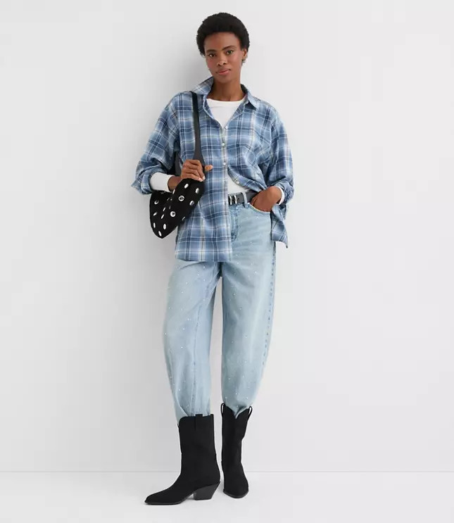 Plaid Flannel Everyday Oversized Tunic Shirt | LOFT