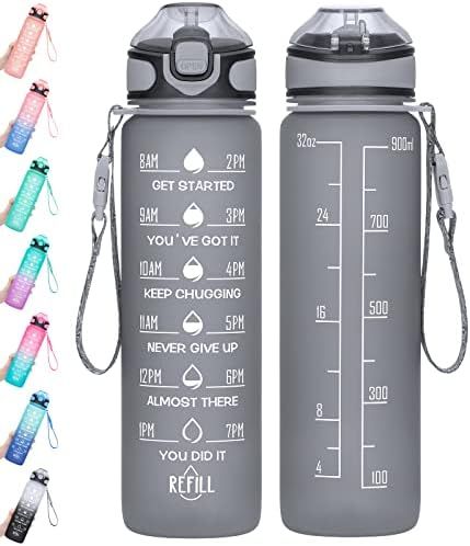 Water Bottle 32oz with Straw, Motivational Water Bottle with Time Marker & Buckle Strap,Leak-Proof T | Amazon (US)