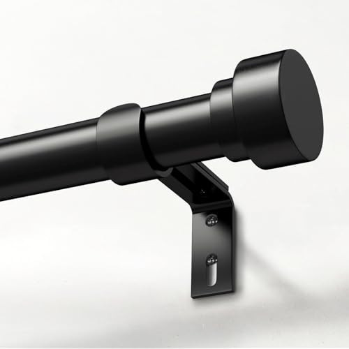 IFELS Heavy Duty Curtain Rods for Windows 66 to 120 Inch,1 Inch Adjustable Black Curtain Rod with Easy Installation and Modern Design,Decorative Long Drapery Rods with Metal Finials (A1,Black,30-120") | Amazon (US)