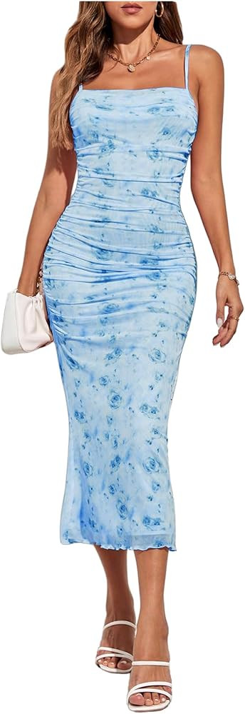 GORGLITTER Women's Floral Spring Summer Wedding Guest Dress Bridal Shower Cocktail Tea Party Beac... | Amazon (US)