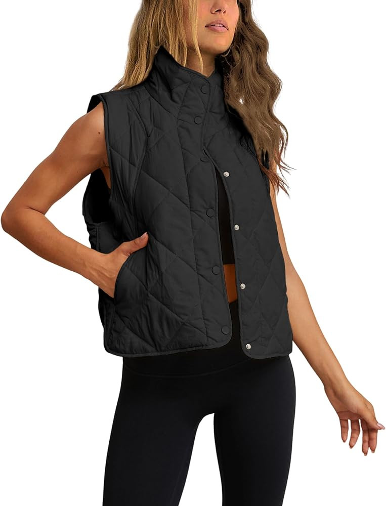 Seetaa Women's Quilted Puffer Vests Stand Collar Sleeveless Lightweight Padded Coat Gilet Jacket wit | Amazon (US)