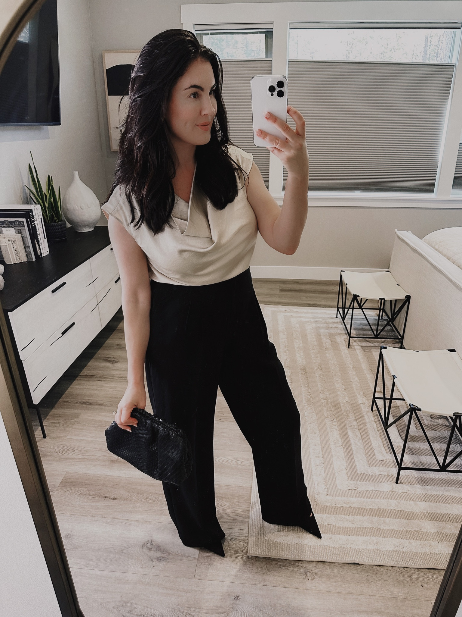 Work to date night look. 
Pants are wide leg tall size 12. 
Top (bodysuit) is size Large. 

#LTKunder100 #LTKstyletip #LTKworkwear