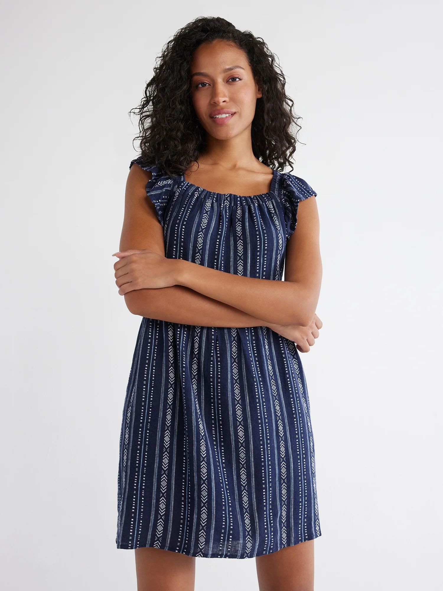 Time and Tru Women's Square Neck Mini Dress, Sizes XS-XXXL | Walmart (US)
