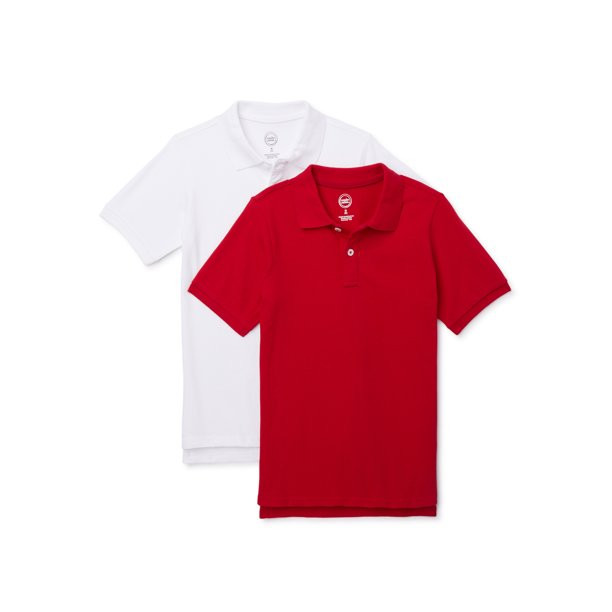 Wonder Nation Boys School Uniform Short Sleeve Pique Polo Shirts, 2-Pack Value Bundle, Sizes 4-18... | Walmart (US)