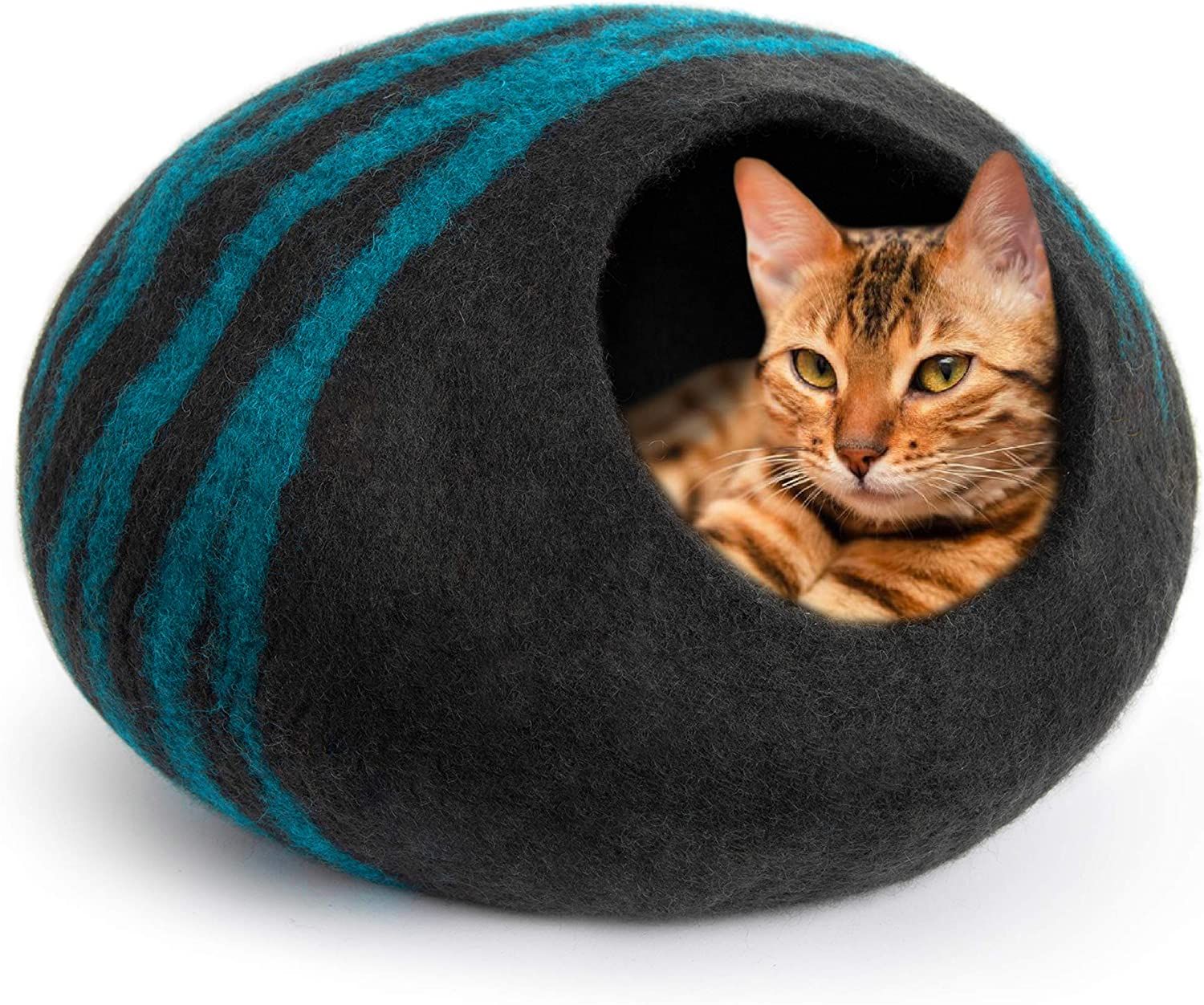 MEOWFIA Premium Felt Cat Bed Cave (Medium) - Handmade 100% Merino Wool Bed for Cats and Kittens | Amazon (US)