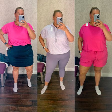Plus size activewear try on 

I’m normally an 18/20: Everything but the pink shirt is a size 18/20 the pink shirt is 14/16. 

The hot pink shorts with matching top - loved this set. The shorts have a stretchy shorts layer underneath and the color was so vibrant. This set comes in more colors also. 

The purple cropped leggings and short sleeve hoodie came home with me!! Such a cute set and I love a lightweight short sleeve hoodie. 

The skort is so cute - normally activewear skirts are not cute on my shape but I loved this one and fit so good. The pockets are zipper pockets and the shorts under the skirt did not have pockets. Same shirt as the matching set - this shirt is so soft - I wanted every color!! 

Lane Bryant try on 
Try on 
Plus size try on 
Activewear 
Plus size workout outfit 
Workout clothes 
Athleisure 
Athleisure wear 

#LTKOver40 #LTKActive #LTKPlusSize
