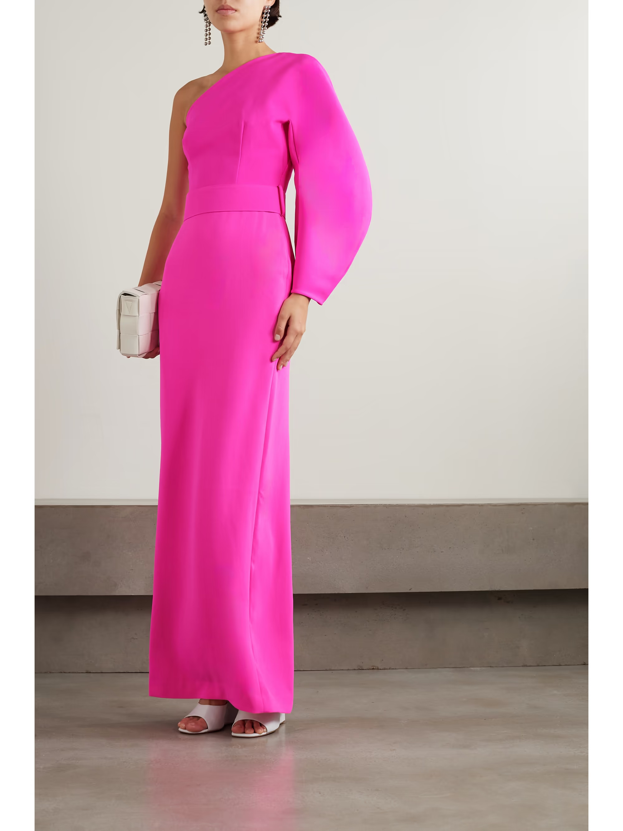 Zaya one-sleeve belted crepe gown | NET-A-PORTER (UK & EU)