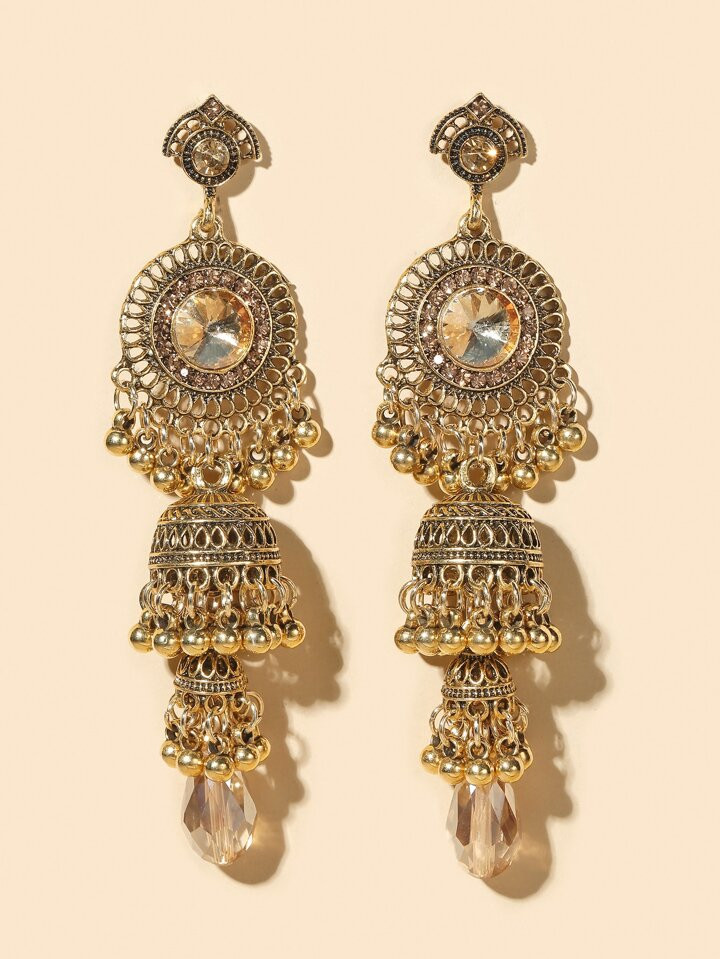 Bell Round Ball Tassel Drop Jhumka Earrings | SHEIN