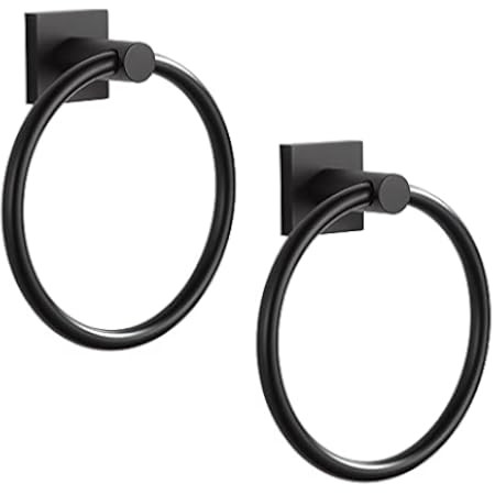 BVL Towel Ring Black, Hand Towel Holder Ring Hanger for Bathroom Kitchen ,Metal Round Towel Holder W | Amazon (US)