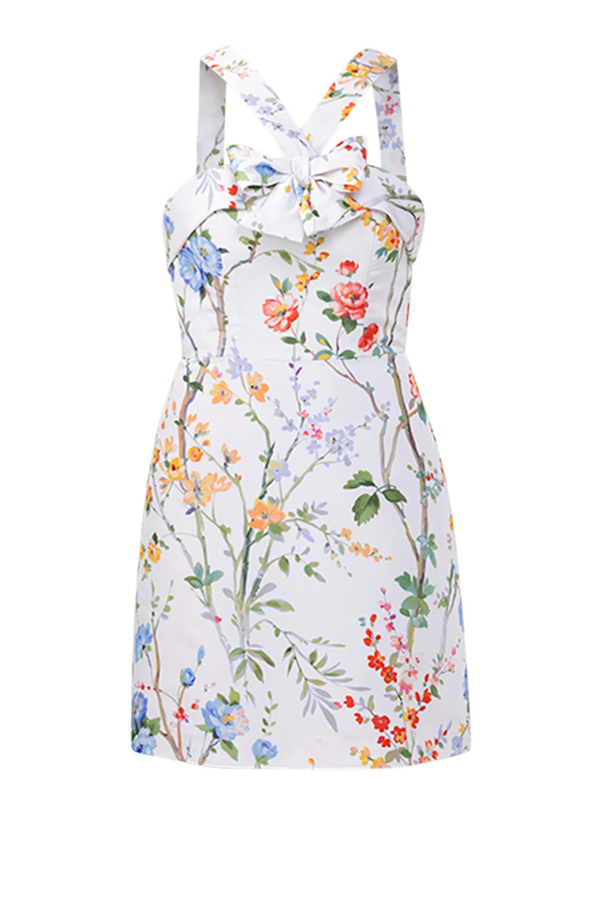 Lily Garden Reverie Silk Faille Mini Dress in White Floral | Over The Moon