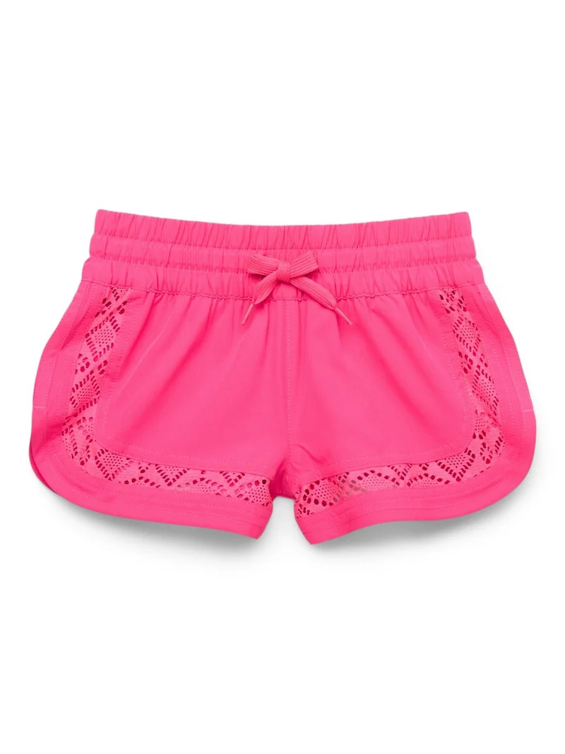 Wonder Nation Girls Crochet Trim Swim Shorts with UPF 50+, Sizes 4-18 & Plus | Walmart (US)