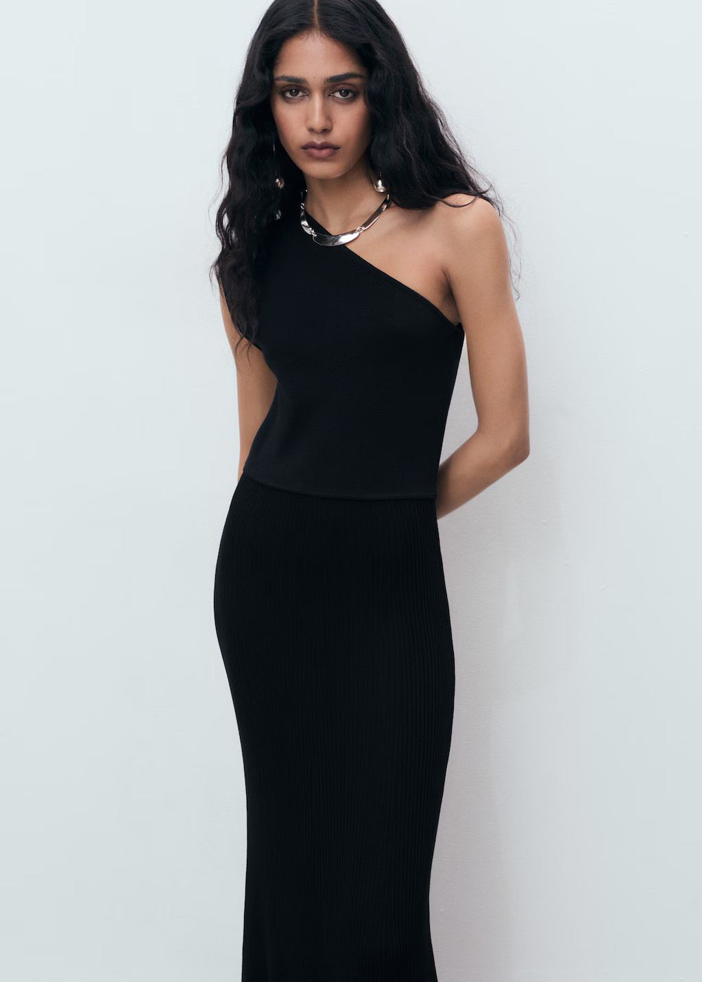 Asymmetrical combined-knit dress - Women | MANGO USA | Mango (US/MX/AU)