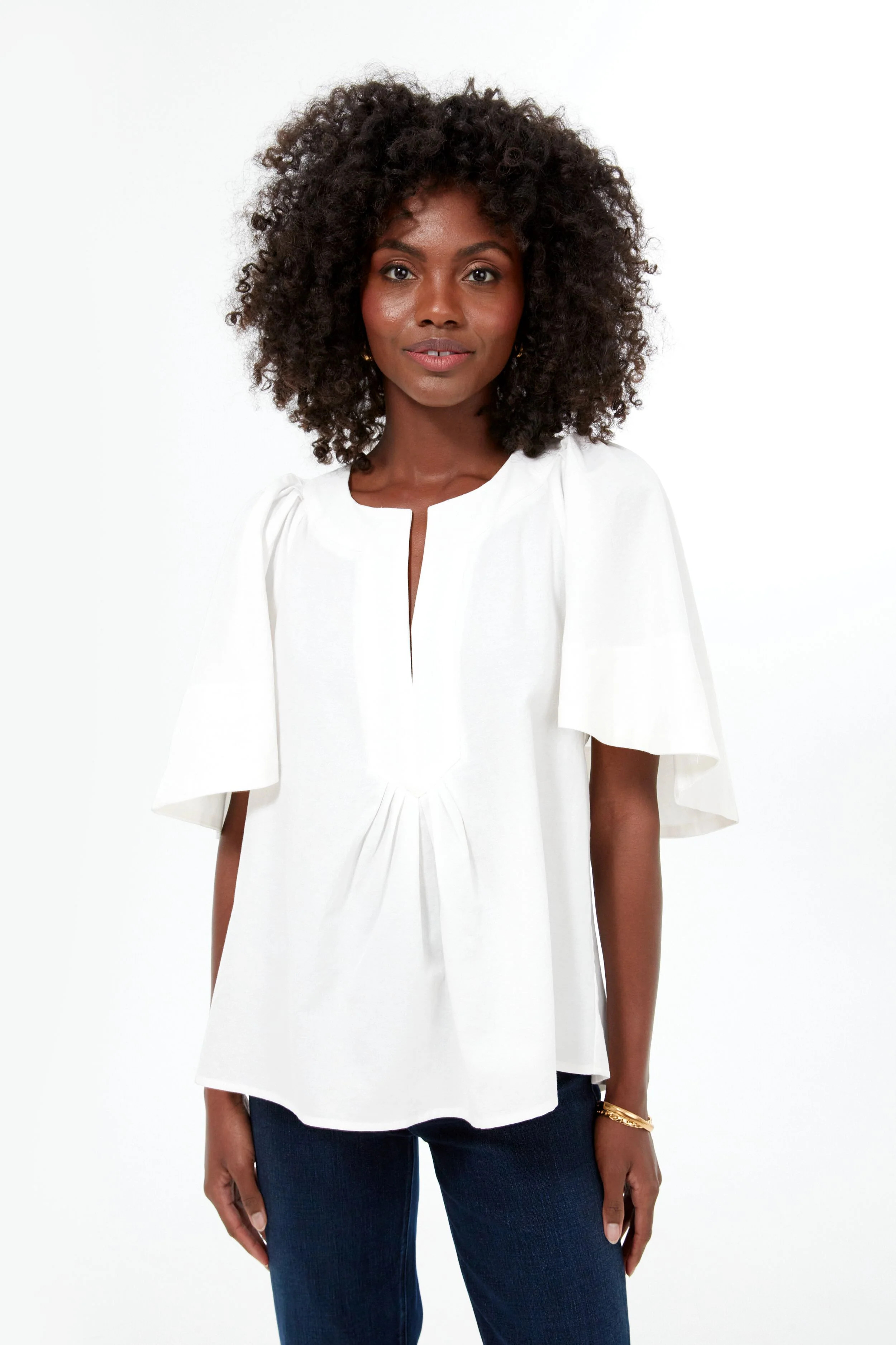 White Finley Flutter Sleeve Top | Tuckernuck (US)