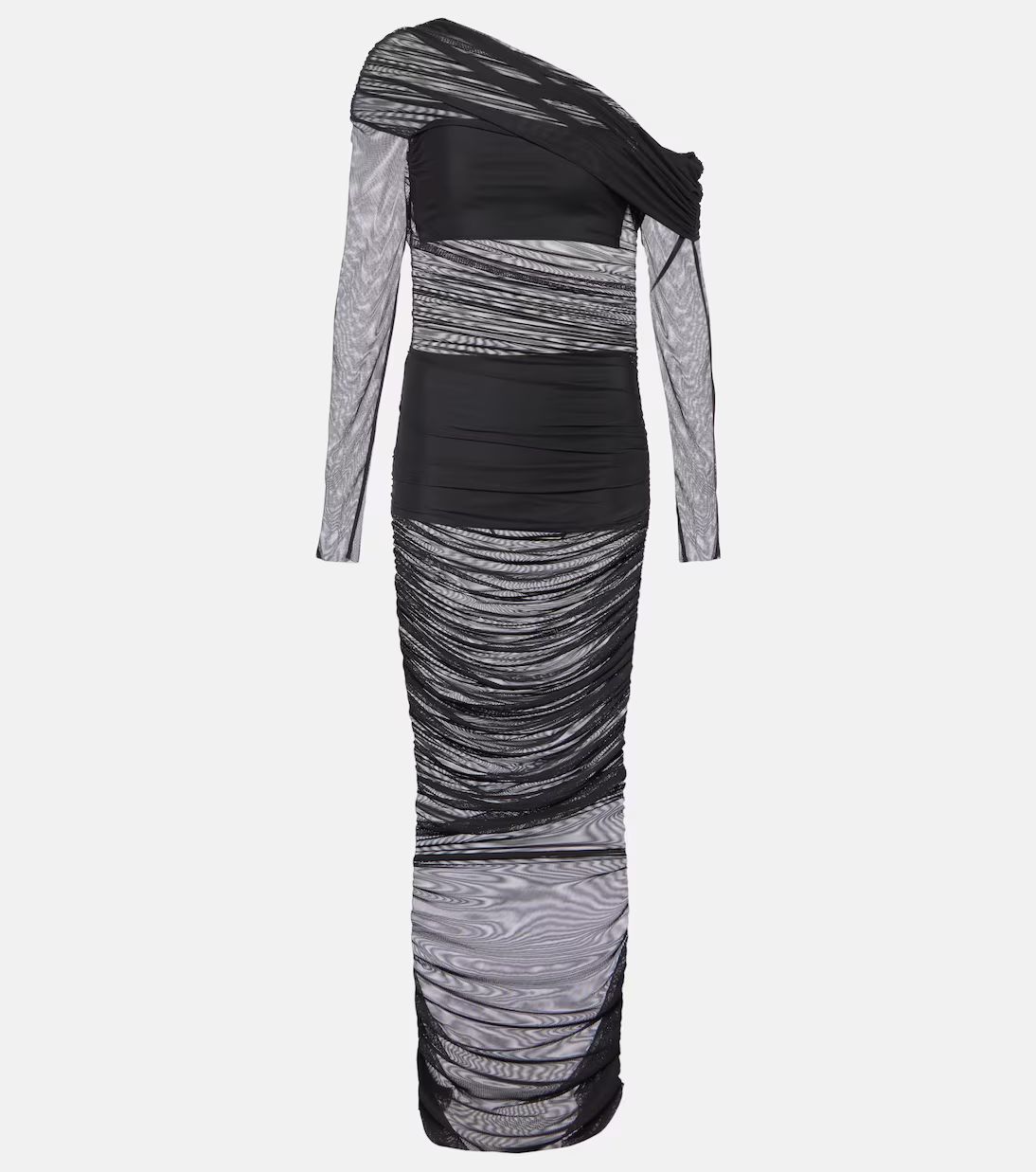 The SeiOne-shoulder ruched mesh midi dress | Mytheresa (UK)