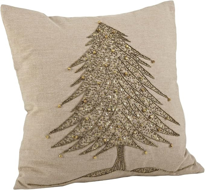 SARO LIFESTYLE 1025 Sapin de Noel Pillows, 18", Gold | Amazon (US)