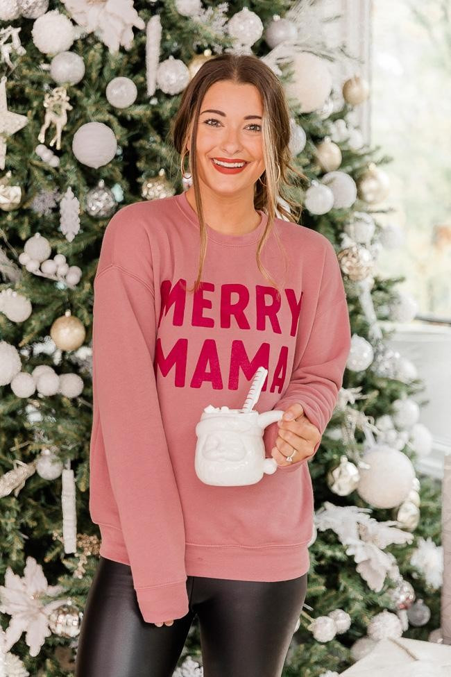 Merry Mama Mauve Graphic Sweatshirt | The Pink Lily Boutique
