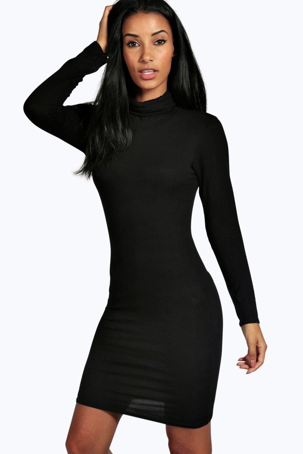 Beatrice Roll Neck Long Sleeve Bodycon Dress | Boohoo.com (US & CA)