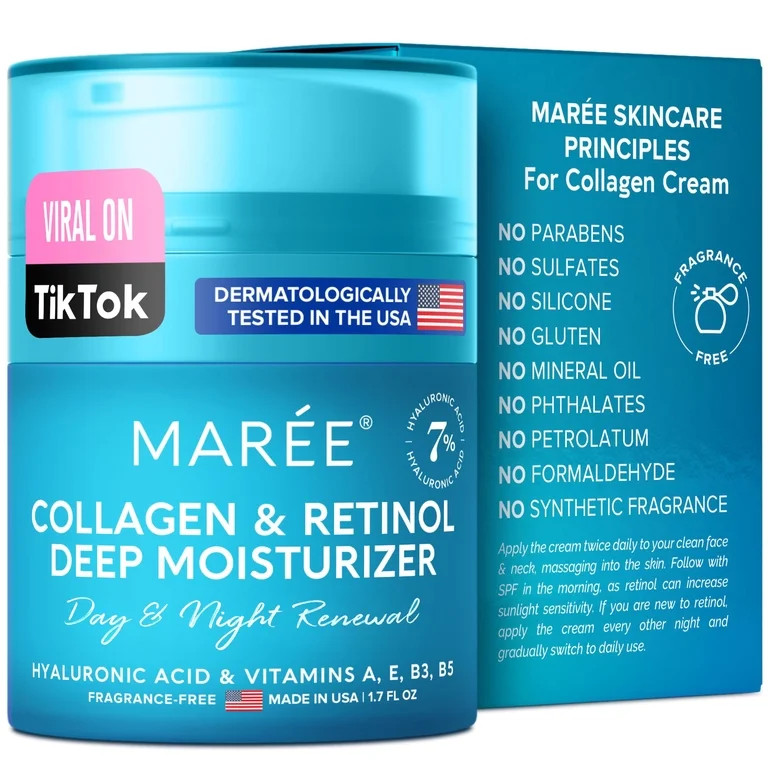 MAREE Face Moisturizer Collagen Cream - Anti Aging Face Cream with Hyaluronic Acid & Retinol - Da... | Walmart (US)