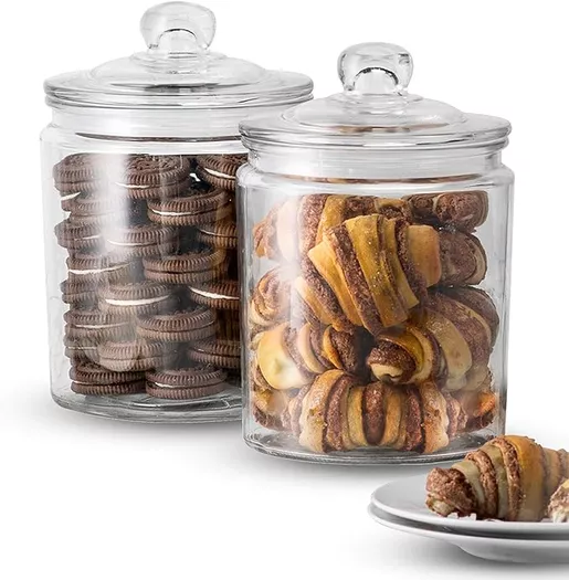Godinger Food Storage Containers, Stackable Organization Canister Glass  Jars - Large, Set of 3