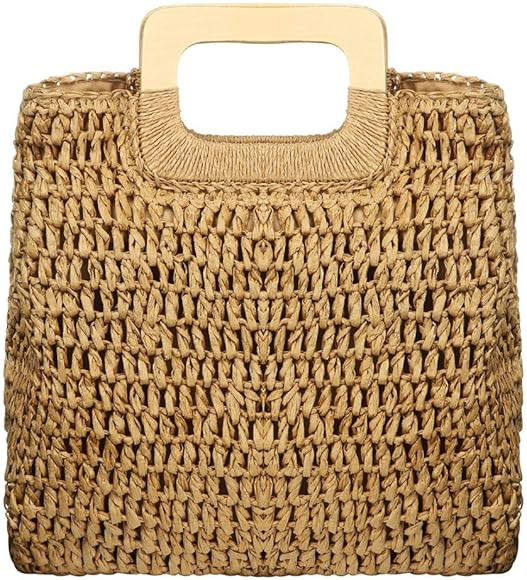 YYW Straw Tote Bag Women Hand Woven Large Casual Handbags Hobo Straw Beach Bag with Lining Pockets f | Amazon (US)