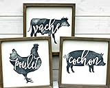 French Rustic Farmhouse Chicken Pig Cow Framed Wood Signs | Amazon (US)