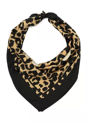 COACH Women's Script Leopard Printed Silk Bandana Scarf, Black | Belk
