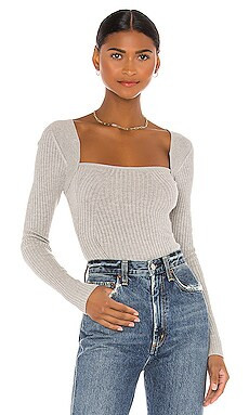 Lovers + Friends Tie Back Fitted Rib Sweater in Heather Grey from Revolve.com | Revolve Clothing (Global)