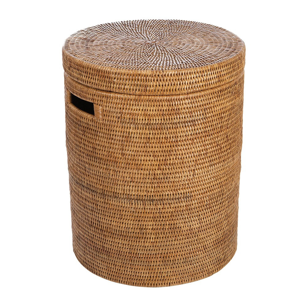 Rattan Lidded Laundry Basket - Natural | Amara (UK)