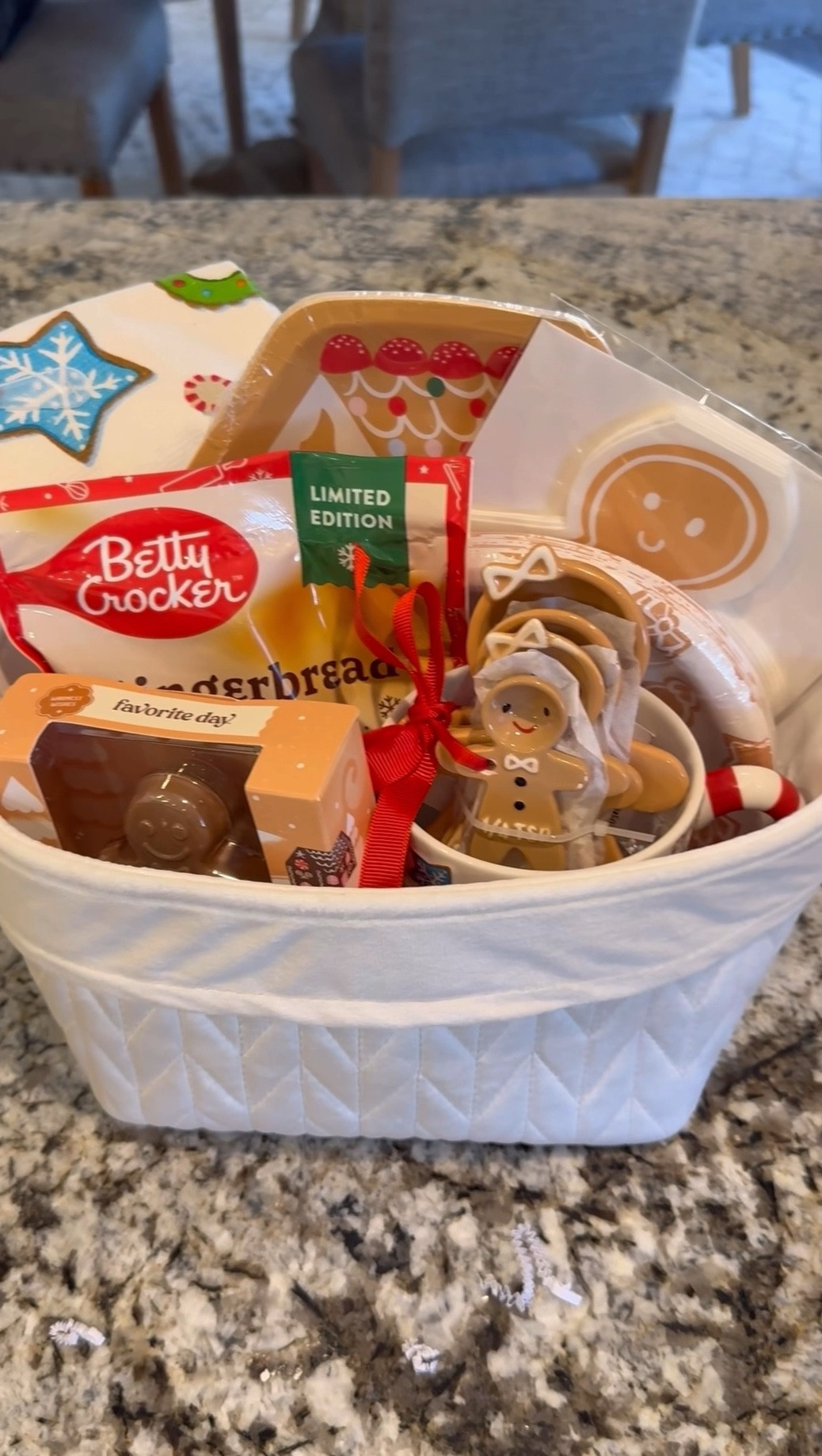 Gift Basket idea for anyone who loves to bake! Gingerbread man themed gift basket. Cookie mix, gingerbread plates and napkins, kitchen towel, hot chocolate bomb, mug, gingerbread measuring spoons.
#baking #giftbasket #giftidea #giftforher #christmasgift


#LTKSeasonal #LTKHoliday #LTKGiftGuide