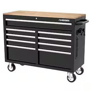 Tool Storage 46 in. W Gloss Black Mobile Workbench Cabinet | The Home Depot