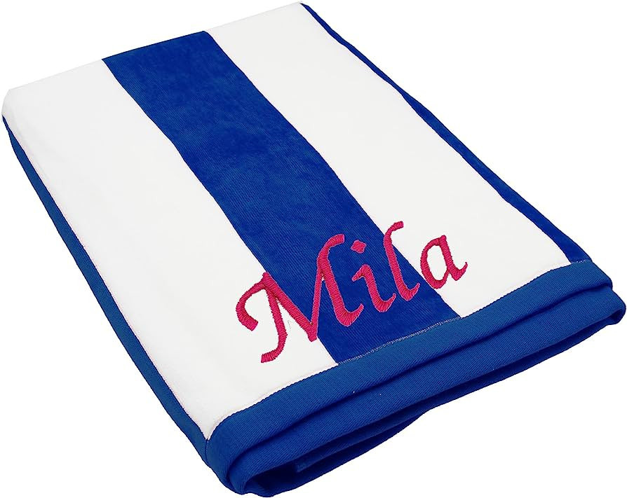 The Wedding Party Store Premium Personalized Striped Cabana Beach Towel 35" x 60" - Monogrammed P... | Amazon (US)