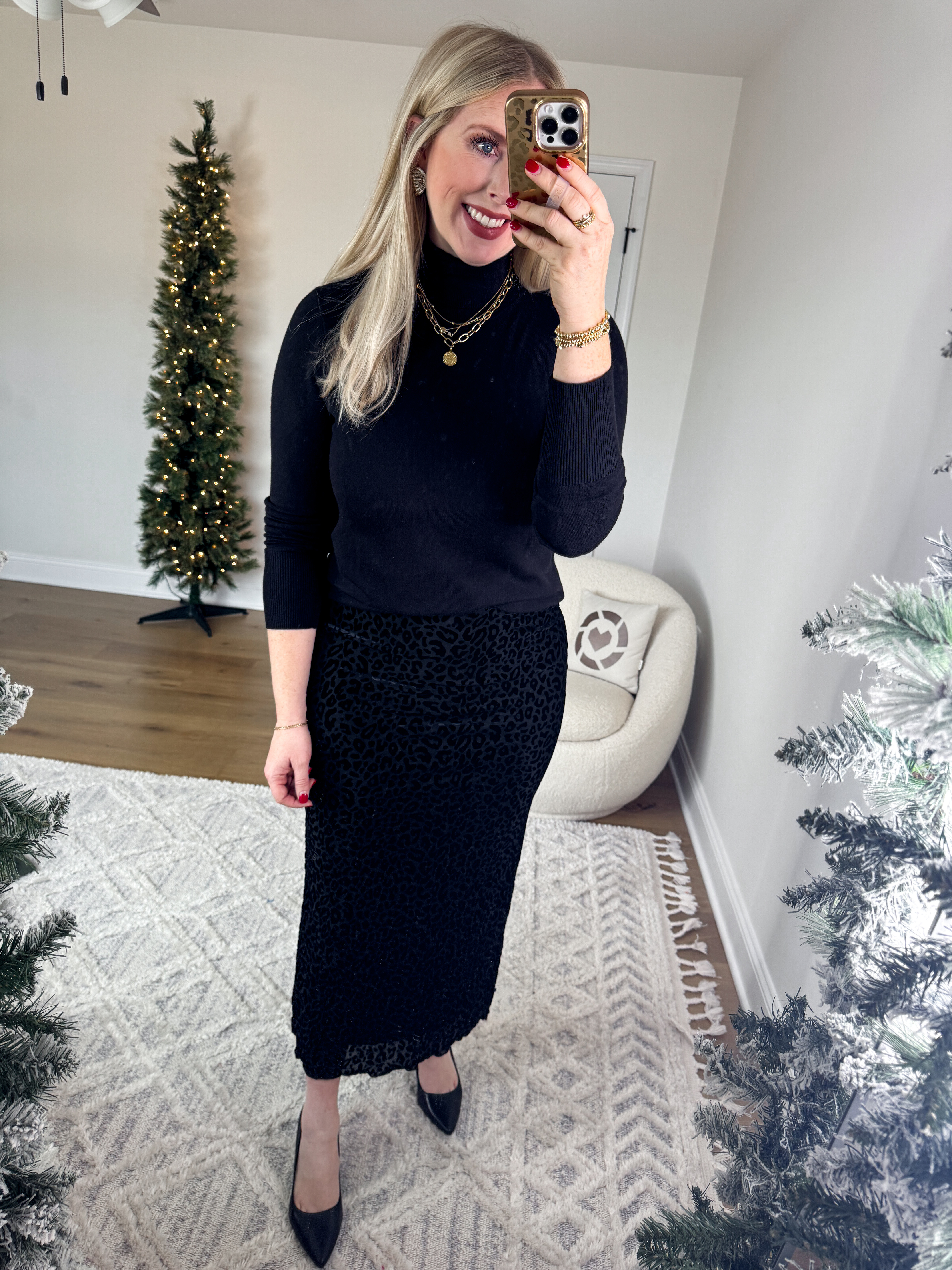 Weekend Walmart Wins try on 
Black turtleneck- medium 
Leopard maxi skirt- medium [has stretch!]

#LTKHoliday #LTKStyleTip #LTKFindsUnder50