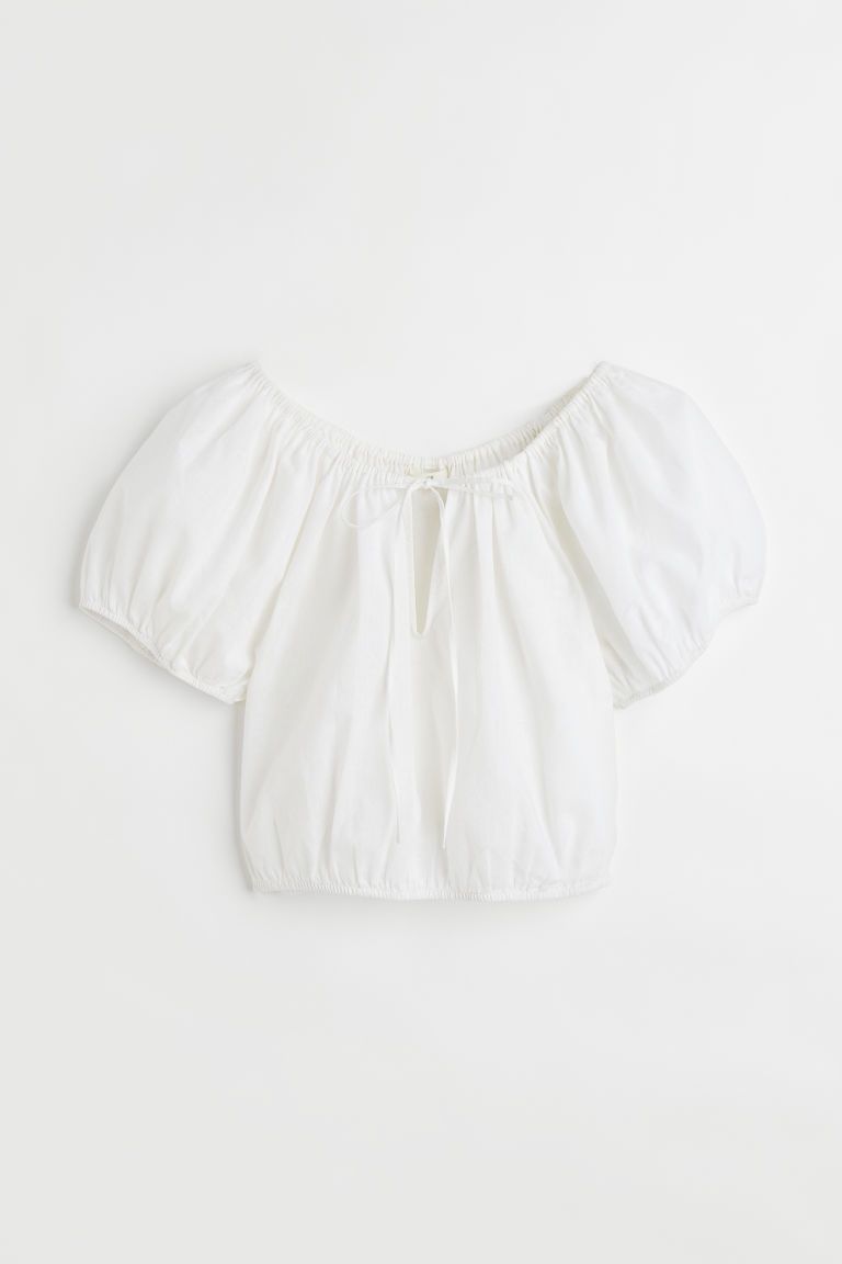 H & M - Linen-blend Blouse - White | H&M (US + CA)