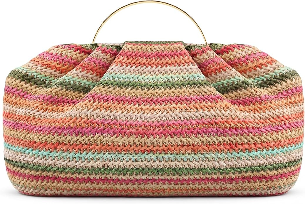 Straw Clutch Purses for Women Summer Beach Bag Woven Crossbody Bag Handbag Vacation Wicker Purse | Amazon (US)