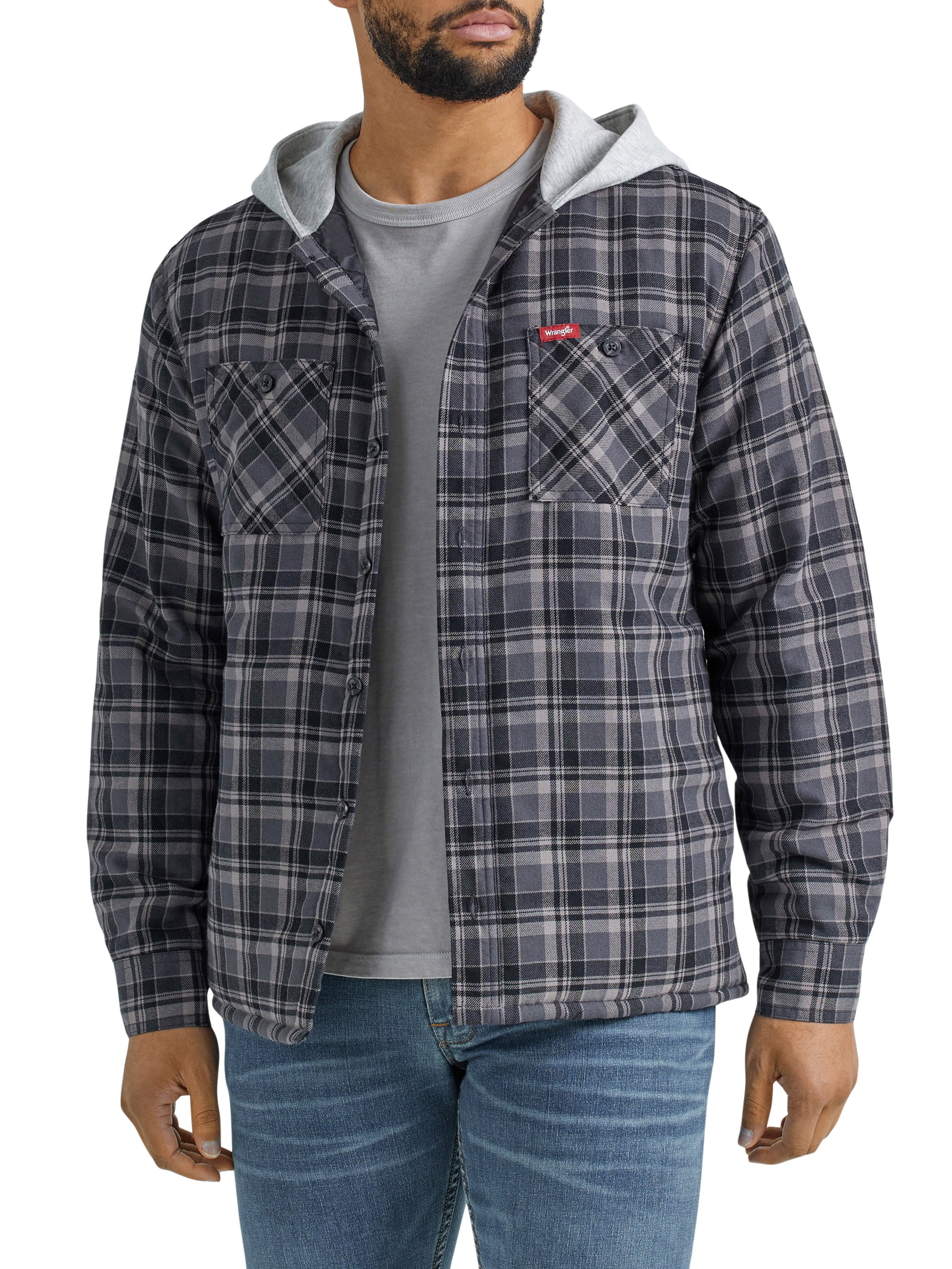 Wrangler® Men's and Big Men's Heavyweight Hooded Shirt Jacket, Sizes S-5XL - Walmart.com | Walmart (US)