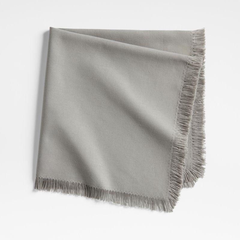 Craft Light Grey Organic Cotton Fringe Napkin + Reviews | Crate & Barrel | Crate & Barrel