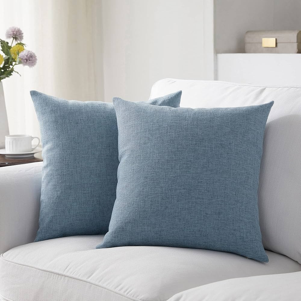 Meekio Set of 2 Deep Grey Blue Pillow Covers 20 x 20 Inch Farmhouse Boho Decorative Throw Pillow ... | Amazon (US)